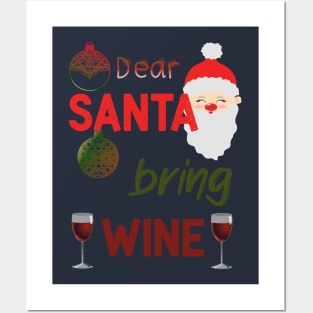 Christmas Santa bring wine happy holidays Posters and Art